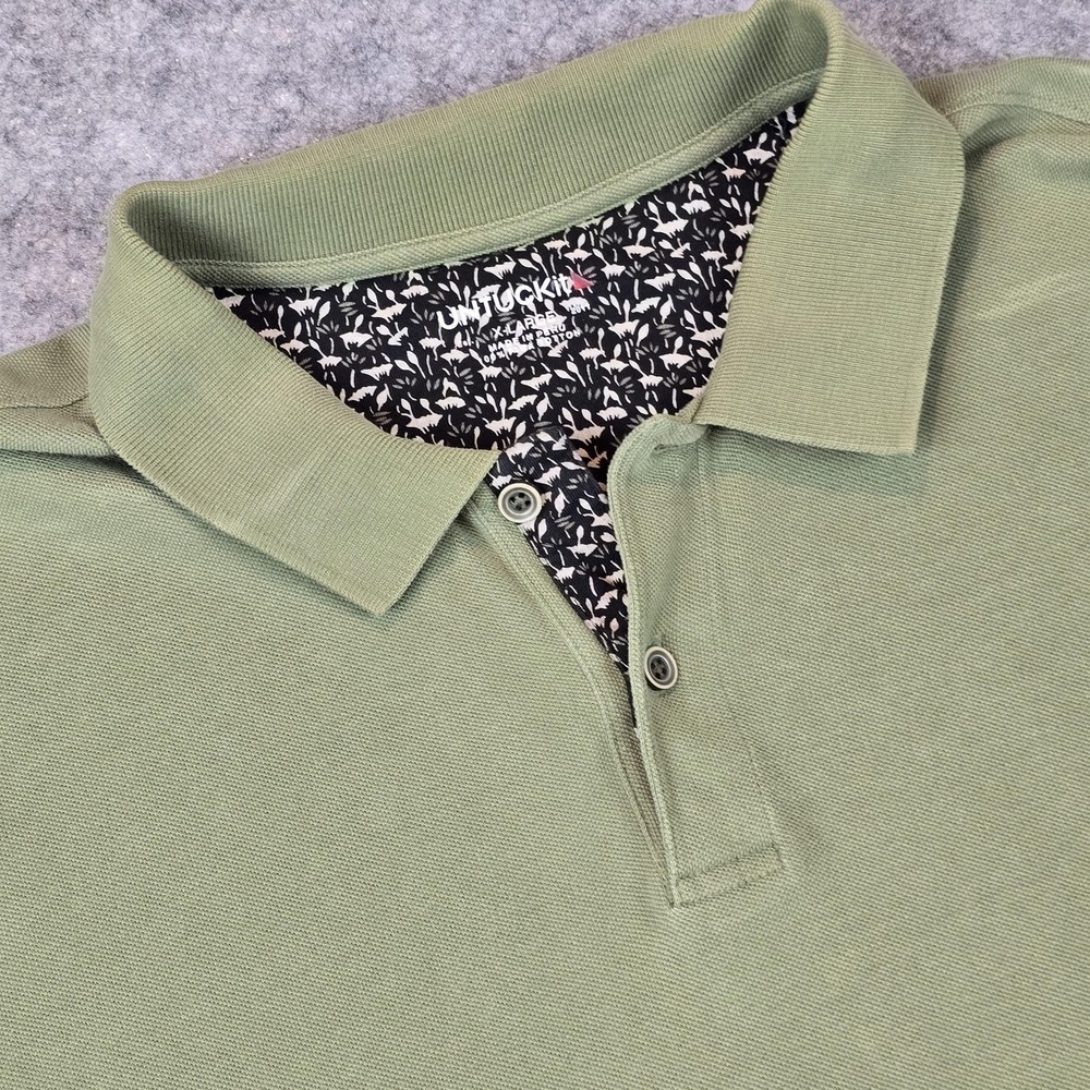 UNTUCKit Polo Shirt Mens XL Green Gondola Contrast Mini Floral Print Pima Cotton